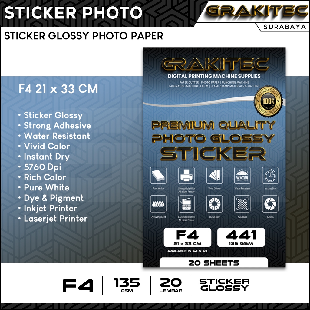 Jual Sticker Glossy Photo Paper A4 / F4 - Glossy Photo Sticker Paper ...