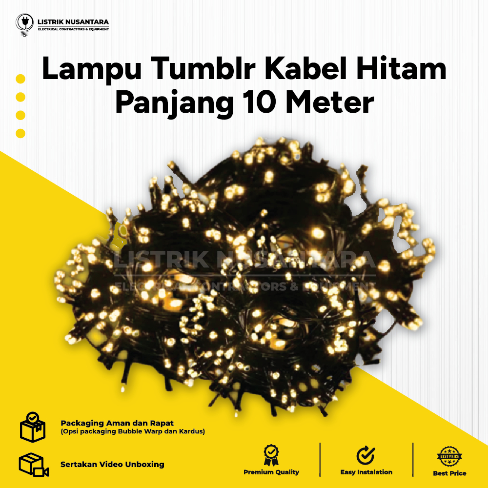 Jual Lampu Tumblr Kabel Hitam 100 Led 10 meter Tumbler Hias Dekorasi ...