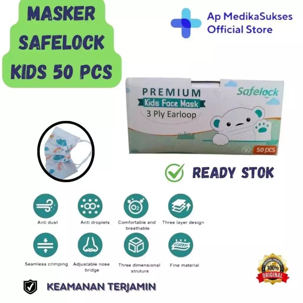 Jual Med+ Masker 3Ply 50 Pcs /Safelock Masker 3Ply 50 pcs Kemenkes ...