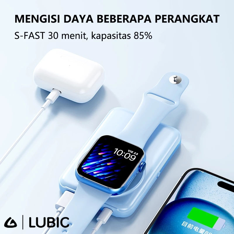 LUBIC Powerbank Wireless Magnetic with Smartwatch Charger Phone Holder 10000MAH 22.5W Fast Charging