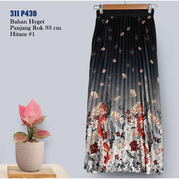 Rok Plisket Hyget Payung Gradasi Motif Bunga Dan Ikan 311 P430 P421