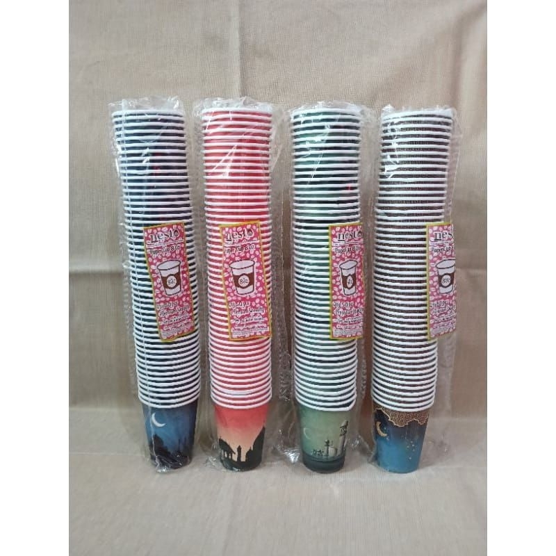Jual Paper Cup Kraft 8 oz (Isi 50pcs) Desain Edisi Lebaran / Gelas ...