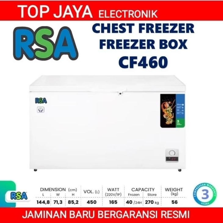 Jual CHEST FREEZER RSA 460L LITER/BOX FREEZER RSA CF460 460 LITER NEW ...