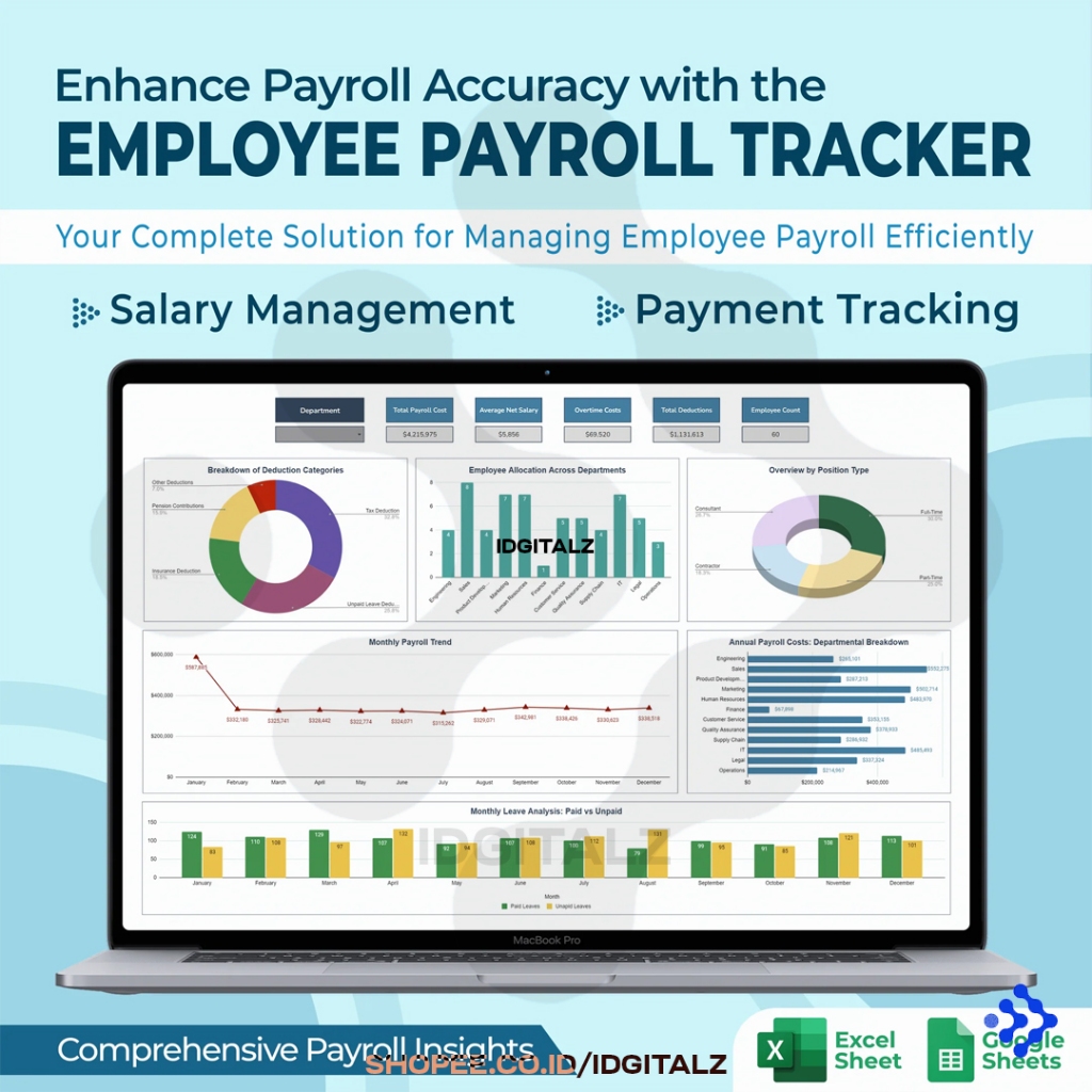 Jual [T0156] Employee Payroll Dashboard - Template Payroll dan ...