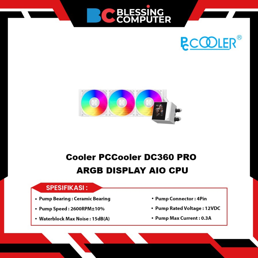 Jual Cooler PCCooler DC360 PRO ARGB DISPLAY AIO CPU - White | Shopee ...