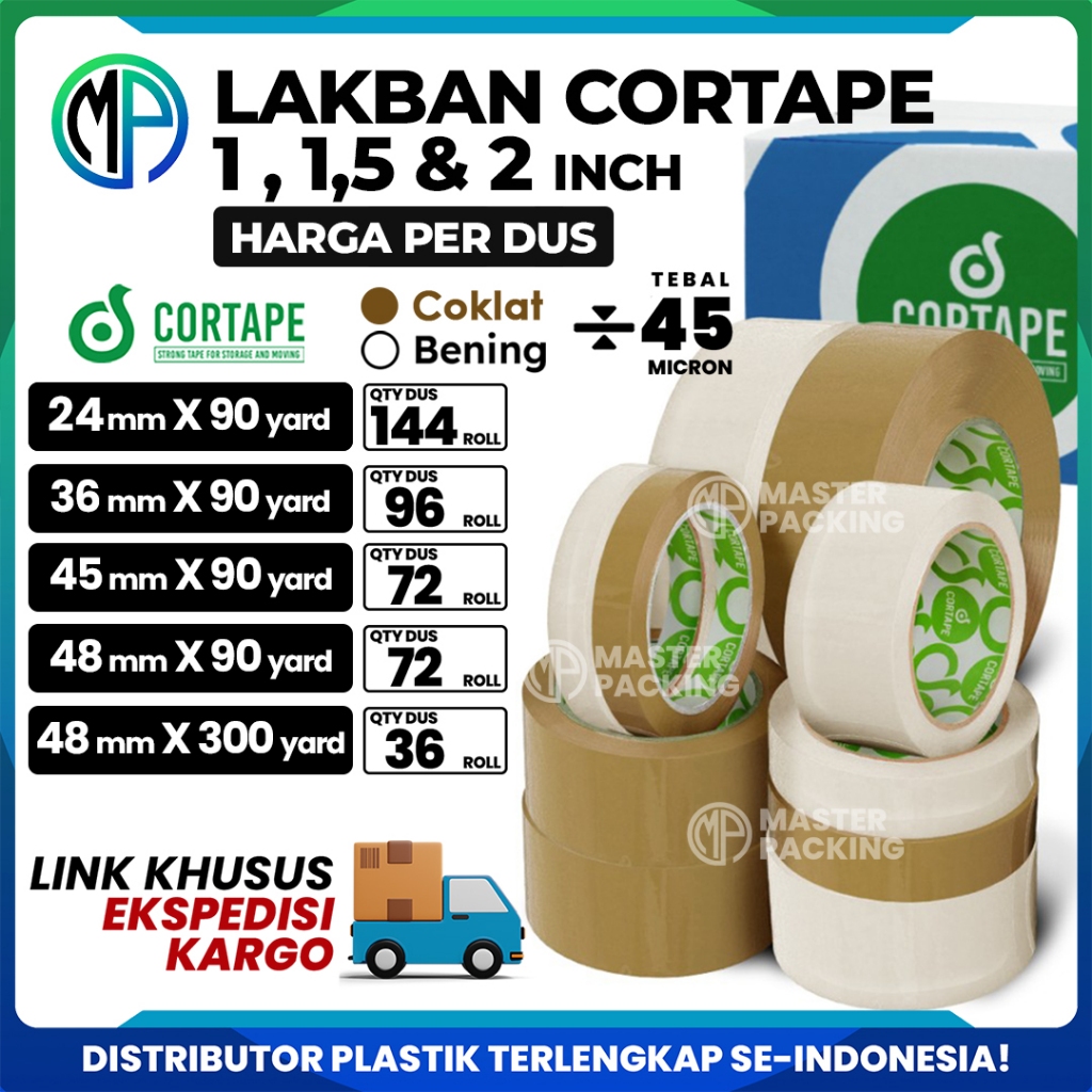Jual OPPTape / Lakban Cortape Grosir Bening dan Coklat HARGA PER-DUS ...