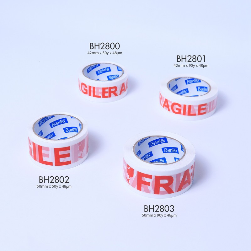 Bantex Packing Tape FRAGILE / Lakban Pecah Belah Warna Putih Kuat Hemat dan Efisien BH280X (4)