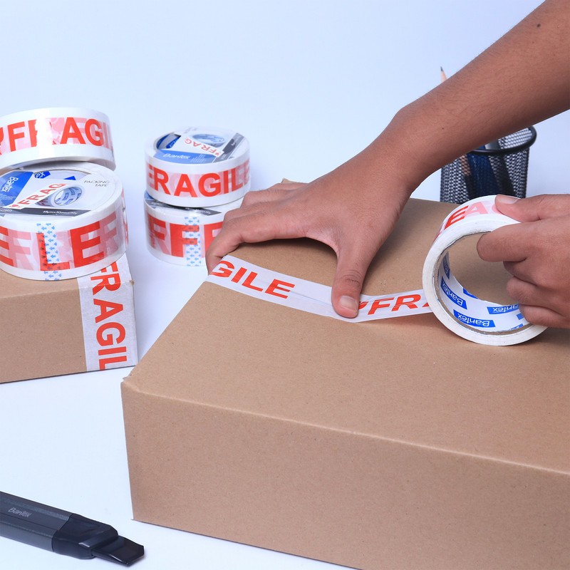 Bantex Packing Tape FRAGILE / Lakban Pecah Belah Warna Putih Kuat Hemat dan Efisien BH280X (3)
