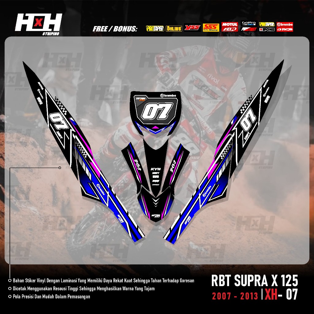 Jual COD Sticker RBT SUPRA X 125 MOTOR RBT BEBEK MODIF SUPERMOTO YZ CRF ...