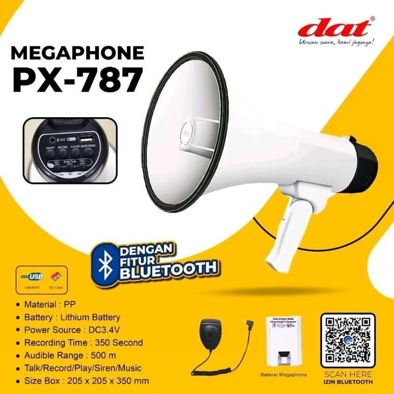 Jual Megaphone Dat PX-787 50 Watt Toa Corong Pengeras Suara Dat Speaker ...