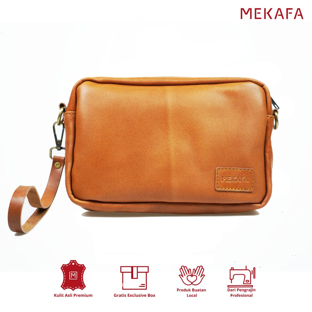Jual Mekafa Clafa Clutch Bag Brown Kulit Asli Pria Handbag tas Tangan ...