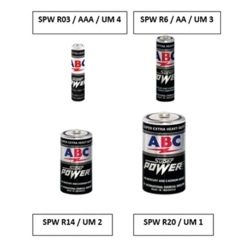 Jual Baterai ABC SPW Super Power Hitam R20 Type D Besar - isi 2pcs ...