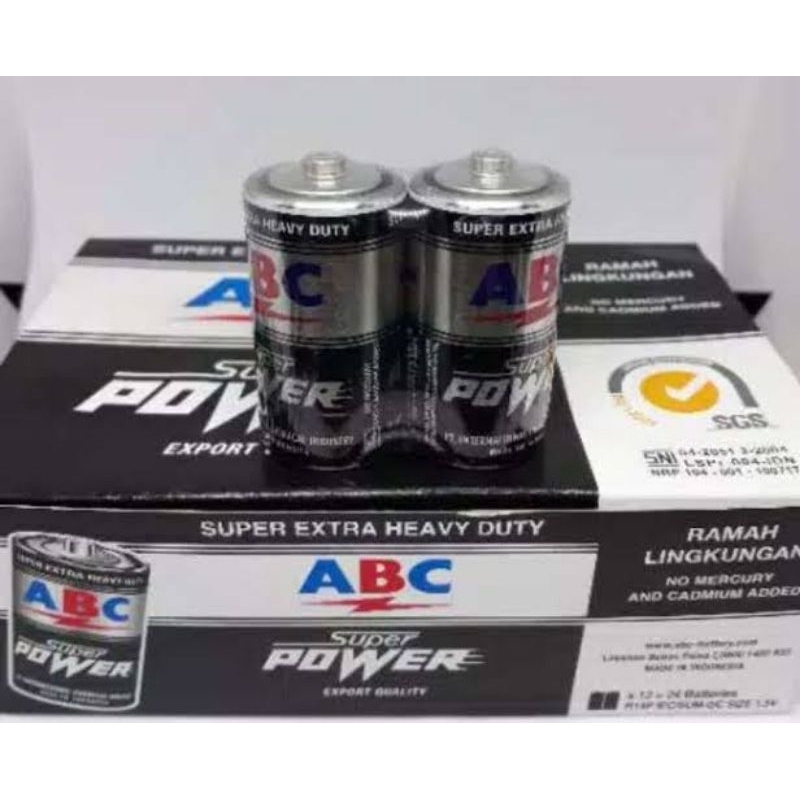 Jual Baterai ABC SPW Super Power Hitam R20 Type D Besar - isi 2pcs ...