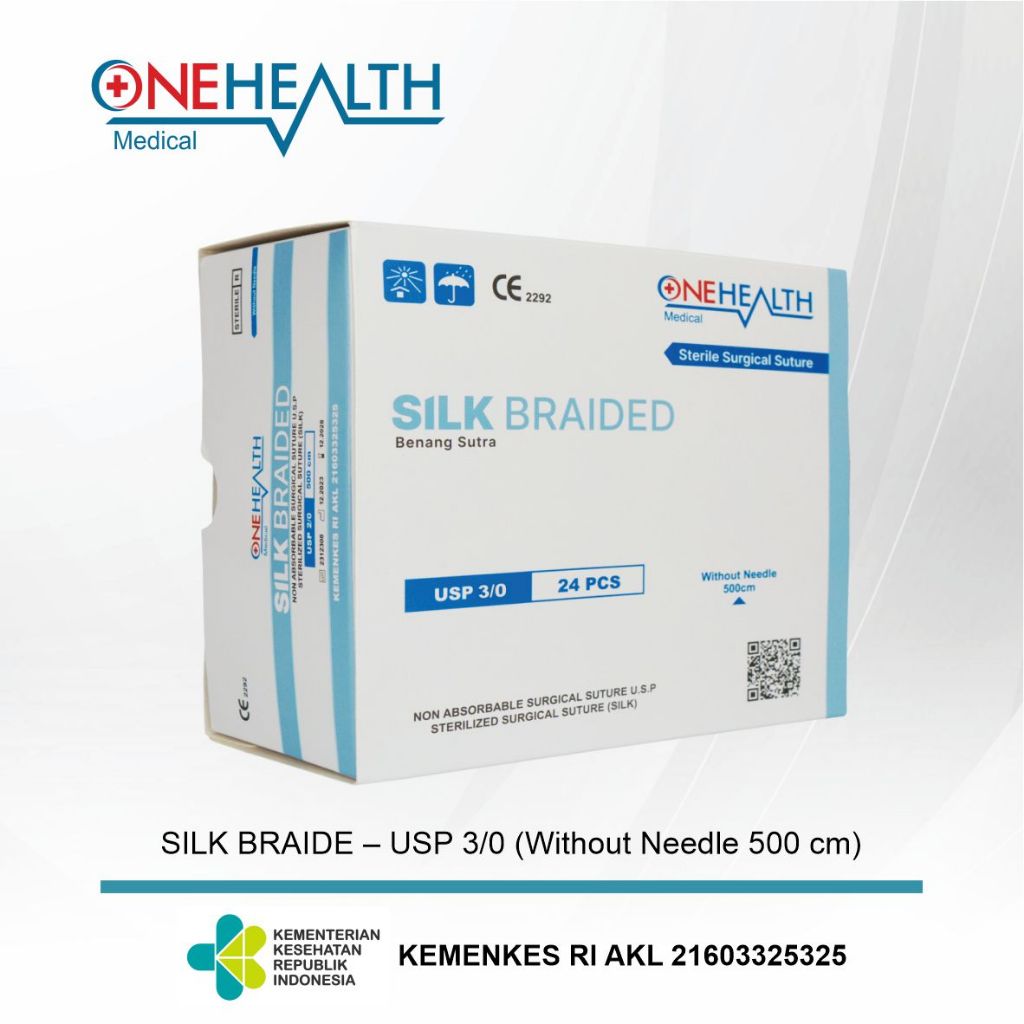Jual Cod Kain Silk Braided Sutures With Needle Dengan Jarum 32mm 75cm ...