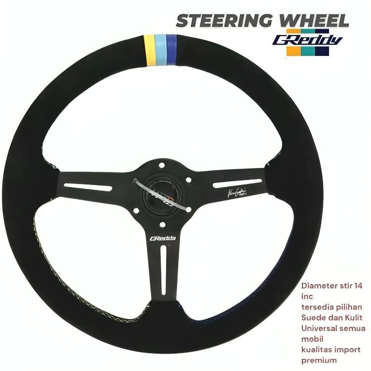 Jual SETIR GREEDY setir racing mobil greedy Suede 14 inch / stir racing ...