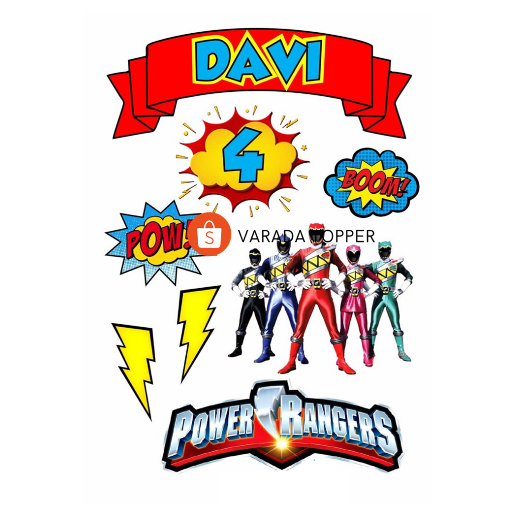 Jual POWER RANGERS/Topper Birthday power Rangers Free Custom Nama ...