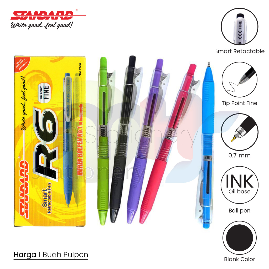 Jual STANDARD R6 R-6 0.7 mm Bolpoin Pulpen Ballpoint Semi Gel Pen Pena ...