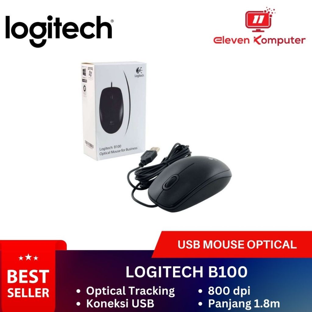 Jual Mouse USB Logitech B100 Mouse Kabel Andal untuk Aktivitas Sehari ...