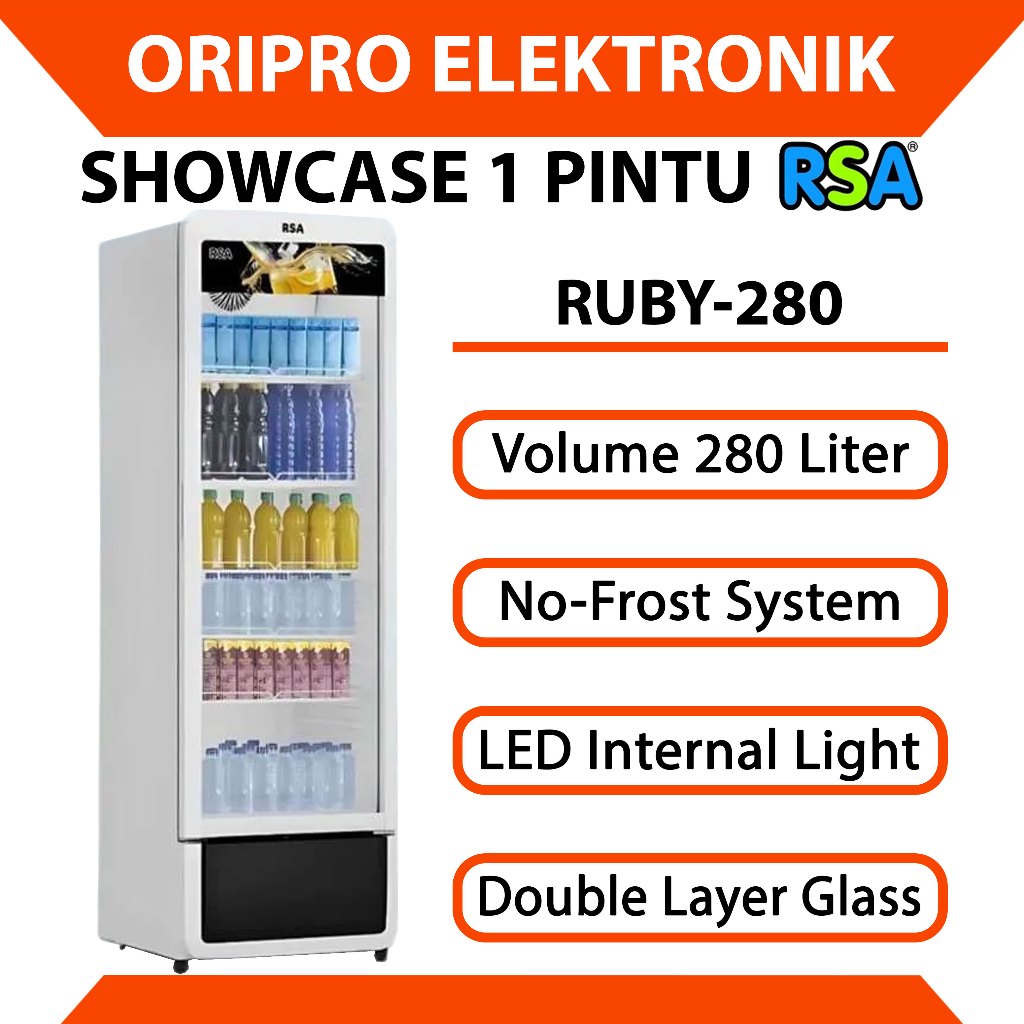 Jual Kulkas Showcase 1 Pintu 280 Liter RSA No Frost RUBY-280 | Shopee ...