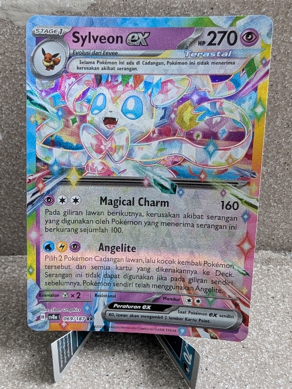 thumbnail interactive-video image 1 of Pokemon Card Sylveon Ex RR 069/187 – Terastal Fest Ex, Japanese Edition, Foil Holo Rare 1 of 4