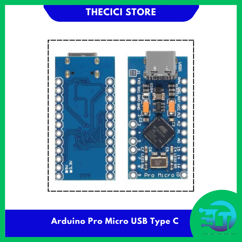 Jual Arduino Pro Micro USB Type C ATmega32U4 5V 16Mhz Promicro leonardo ...