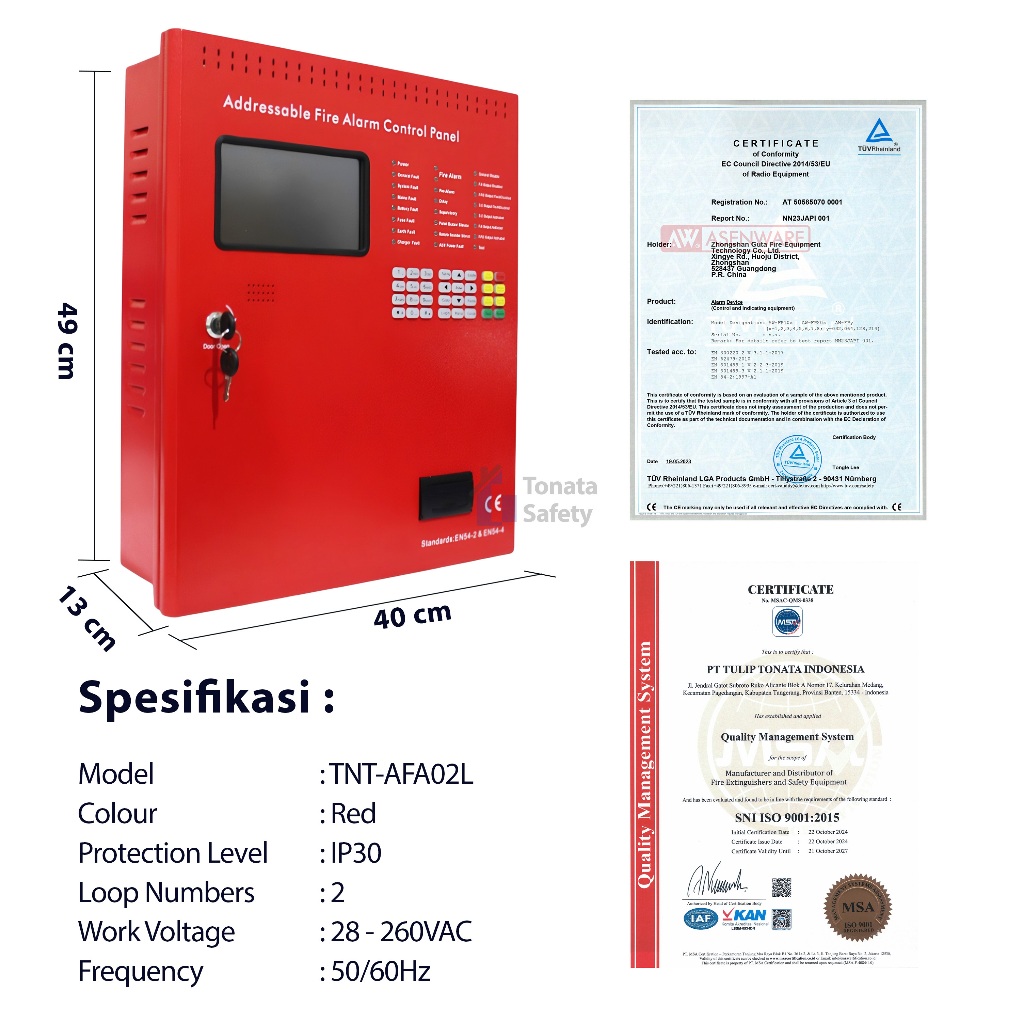 Jual Tonata Fire Alarm Control Panel Full MCFA Addressable ASW 2 Loop ...
