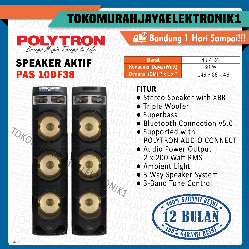 Jual Speaker Aktif POLYTRON Bluetooth Karaoke PAS 10DF38 Garansi Resmi ...