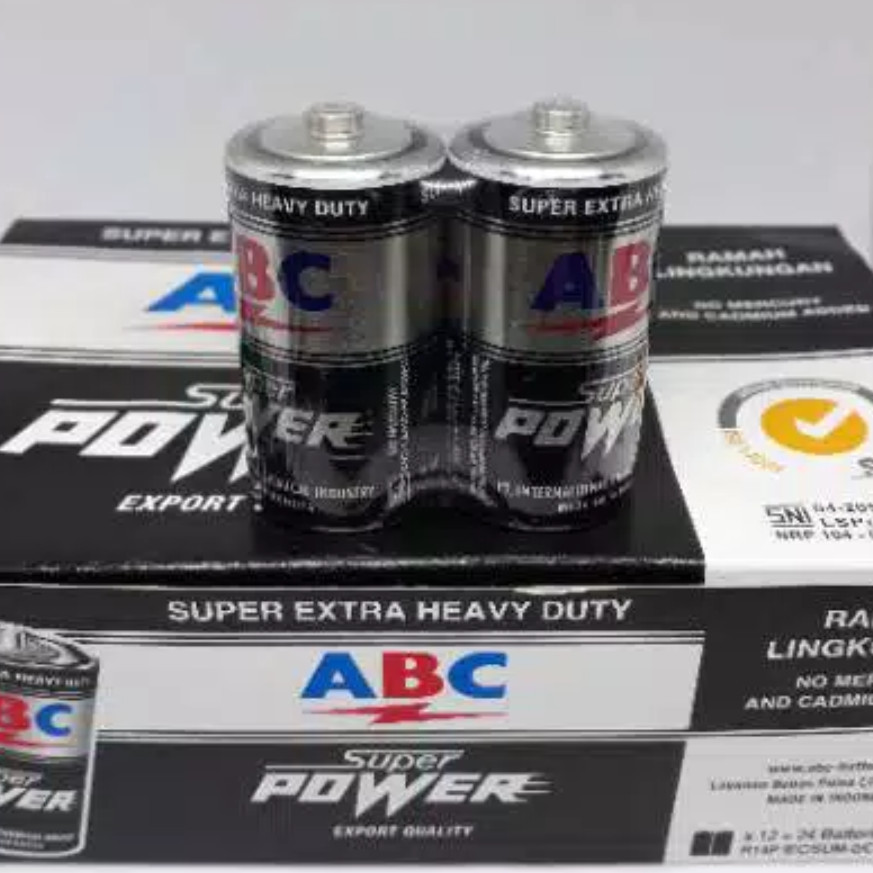 Jual Baterai ABC size C R14- Batere ABC super power hitam tipe C Sedang ...