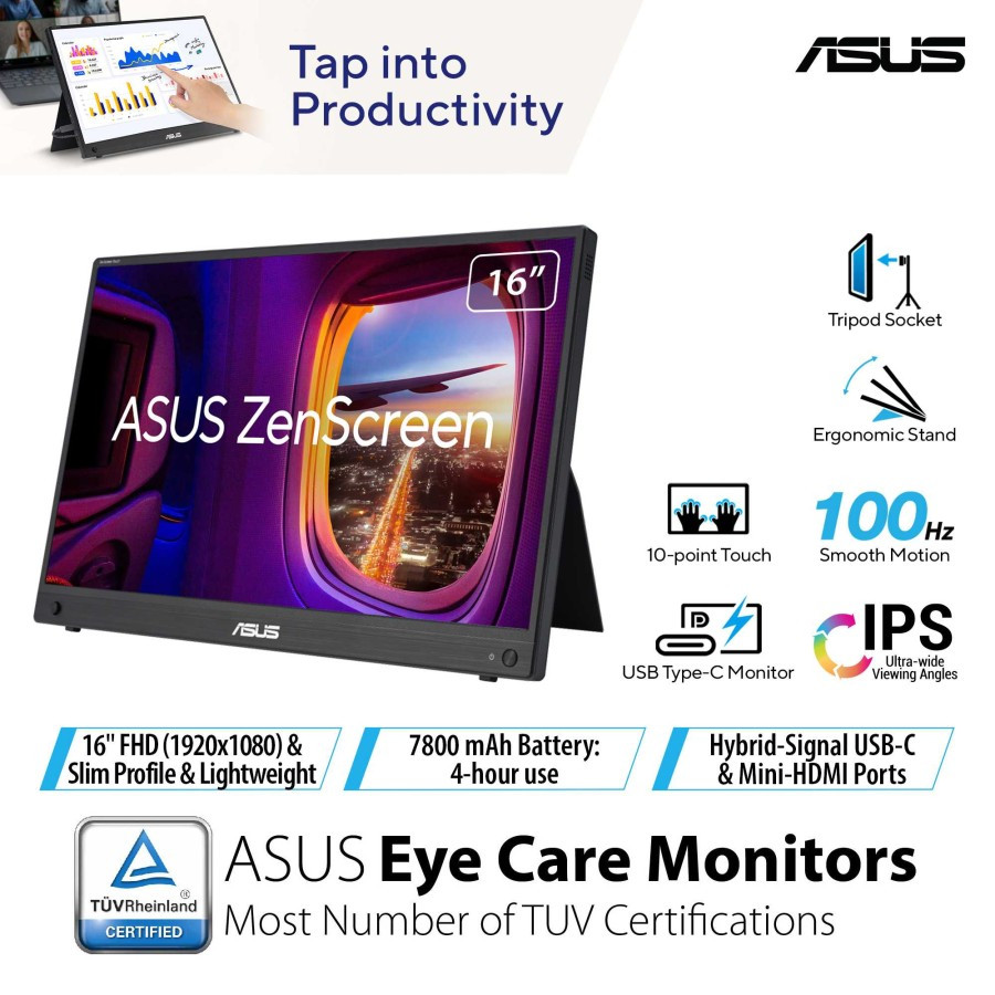 Jual ASUS ZenScreen Touch MB16AMTR Portable Monitor 16" Full HD, IPS ...