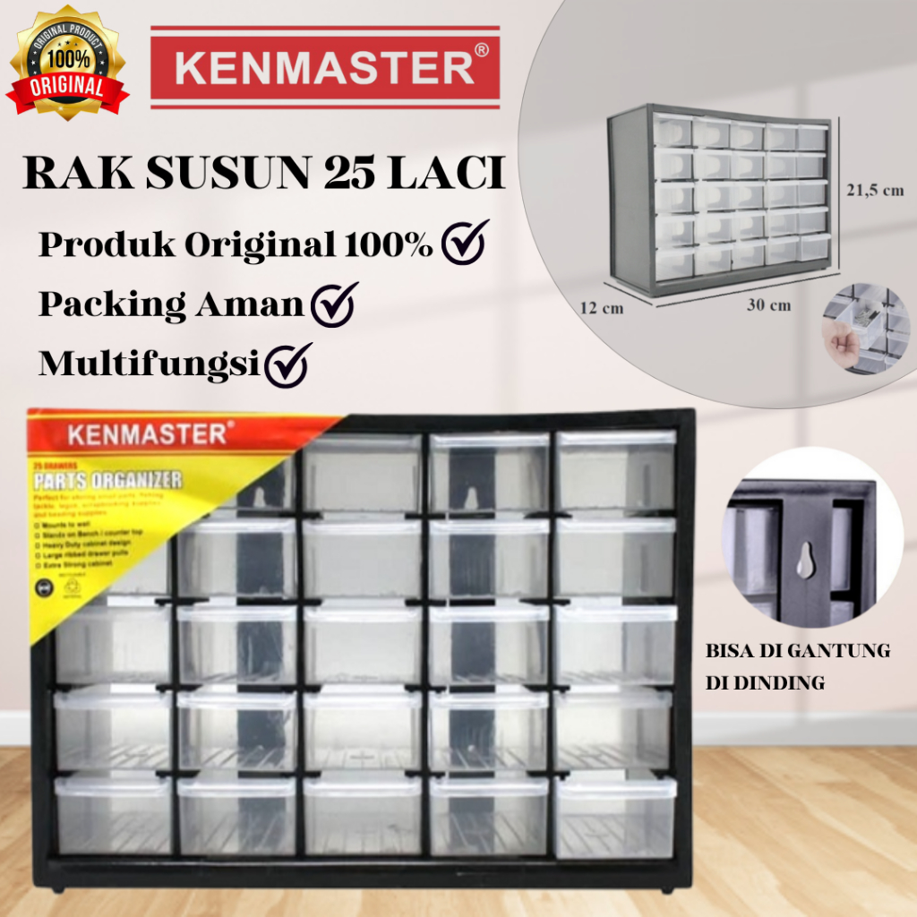 Jual Kenmaster Rak Susun Mini 25 Slot - Rak Drawer Rak Komponen 15 Laci ...