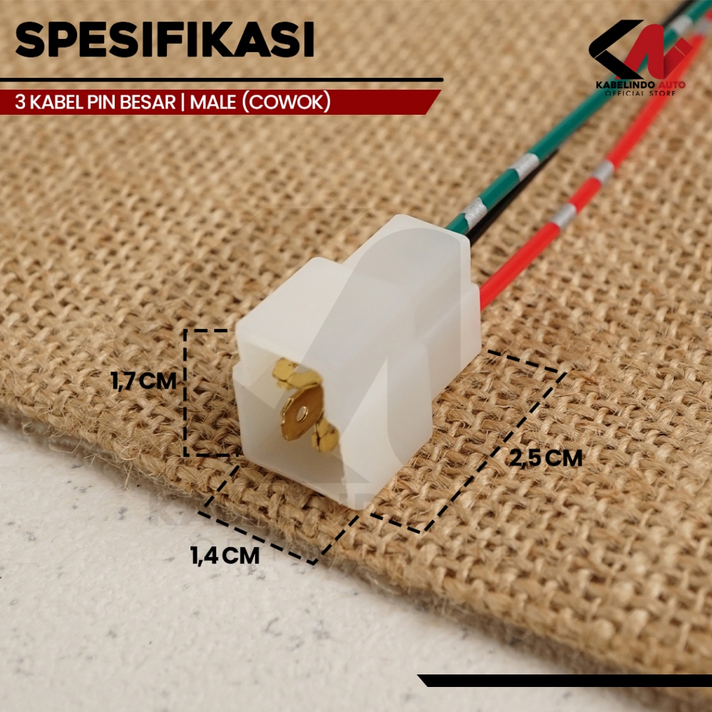 Jual Soket Konektor Kabel 3 Pin Besar / Socket Sambung Mobil Motor ...