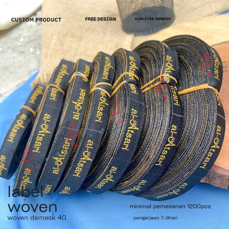 Jual label baju custom ( 2x4cm - 2x6cm ) woven rajut | label hijab ...