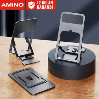 AMINO Ultra-Thin Tipis Mini Phone Holder Universal  Adjustable Folding Desk Mobile Phone Pad Tablets Stand HP Meja Ponsel / Stand Smartphone Holder 4 Level Adjustable Portable / Holder Desktop Stand Lipat Tatakan Dudukan