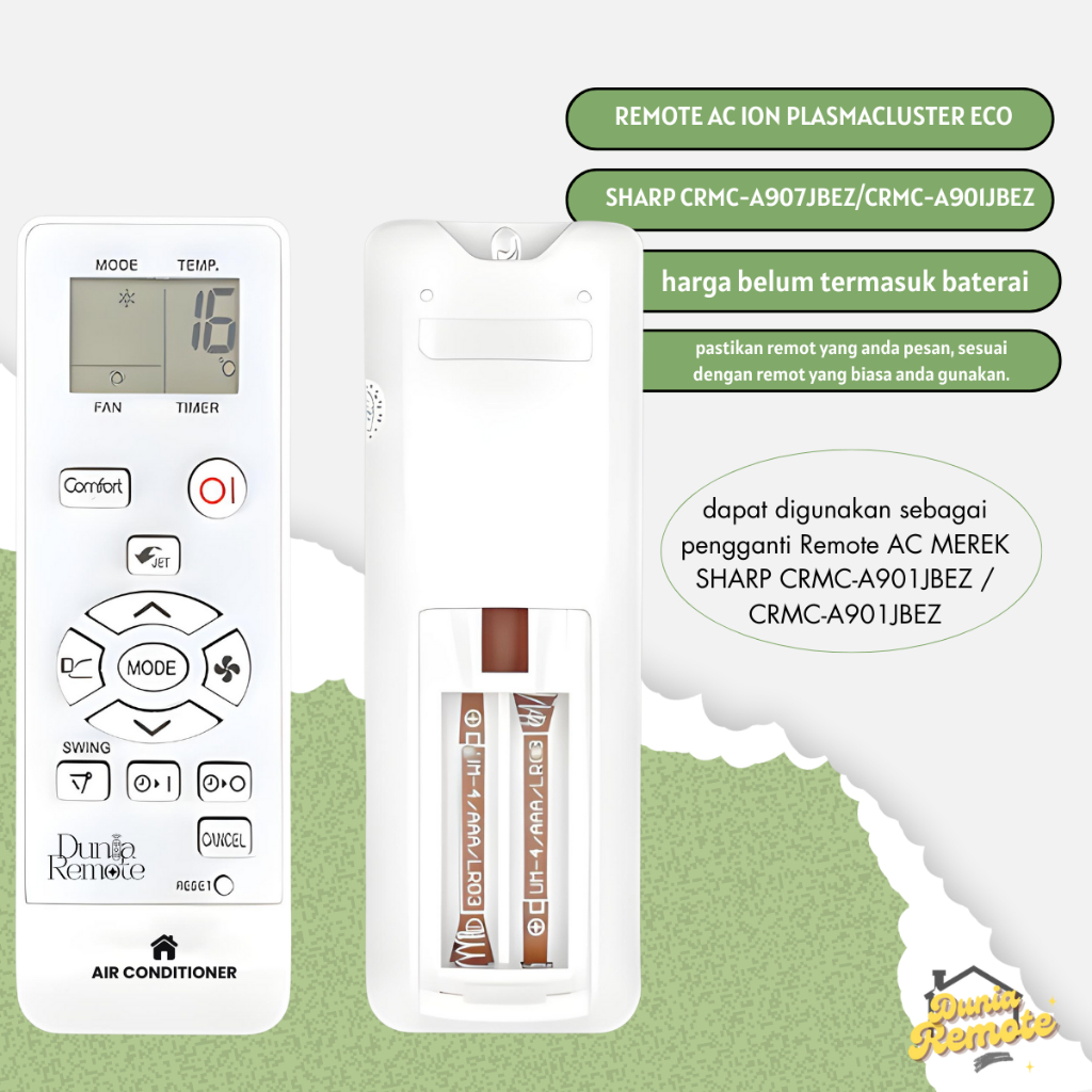 Jual Remote Remot AC SHARP Series CRMC-A901JBEZ Ion Plasmacluster ...