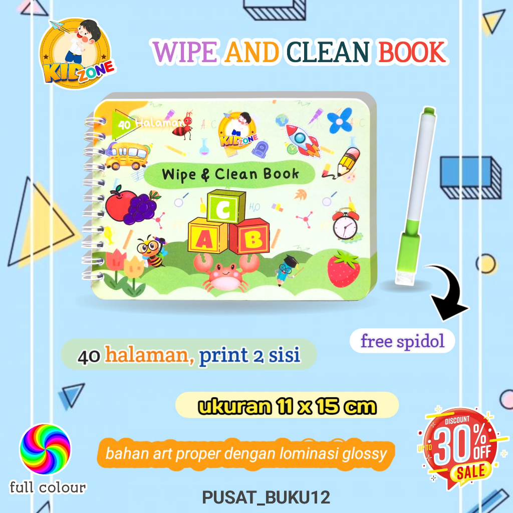 Jual KIDZONE - WIPE AND CLEAN BOOK - HURUF ABC Activity Book Buku Anak ...