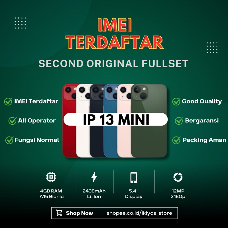 Jual 13 Mini 128GB 256GB Mulus Fullset Terdaftar | Shopee Indonesia