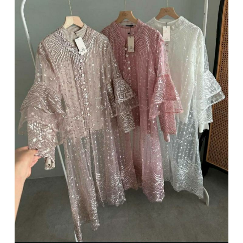 Jual Stevy Lacey Outer | Briani Lace Tunic by Outfix matcha | Shopee ...
