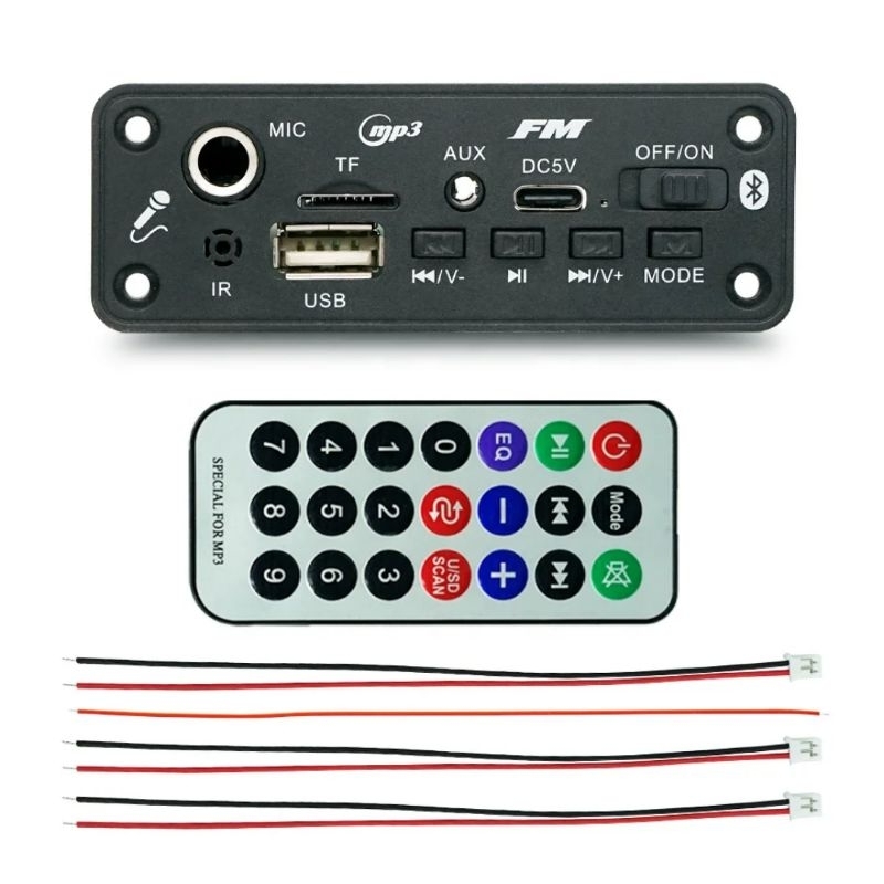 Jual 2x5W Modul Mp3 Player Stereo Amplifier DC 3.7V - 5V Bluetooth Mic ...