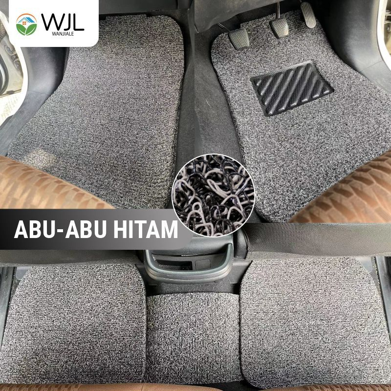 Wanjiale Karpet Mobil 5 Pcs 2 Baris Universal - Mie Bihun PVC - Ketebalan 16MM/ Universal bisa diaplikasikan ke semua mobil