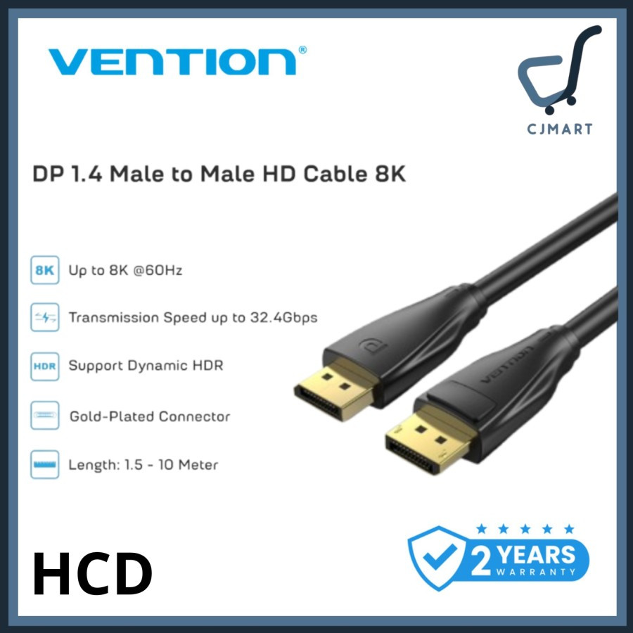 Jual Vention Kabel Display Port DP Male to Male 4K 8K UHD 240 144Hz ...