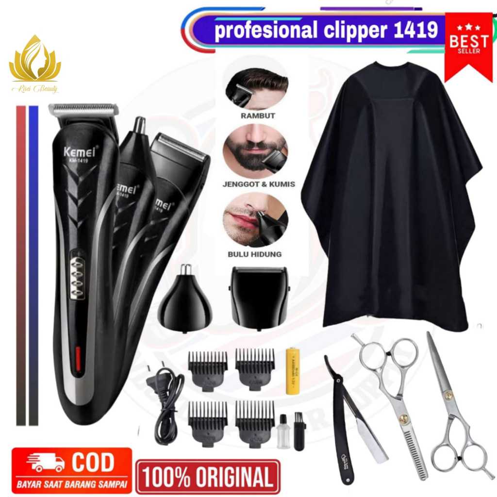 Jual Satu Paketan Pencukur Rambut Kemei Rechargeable Hair Clipper Alat ...
