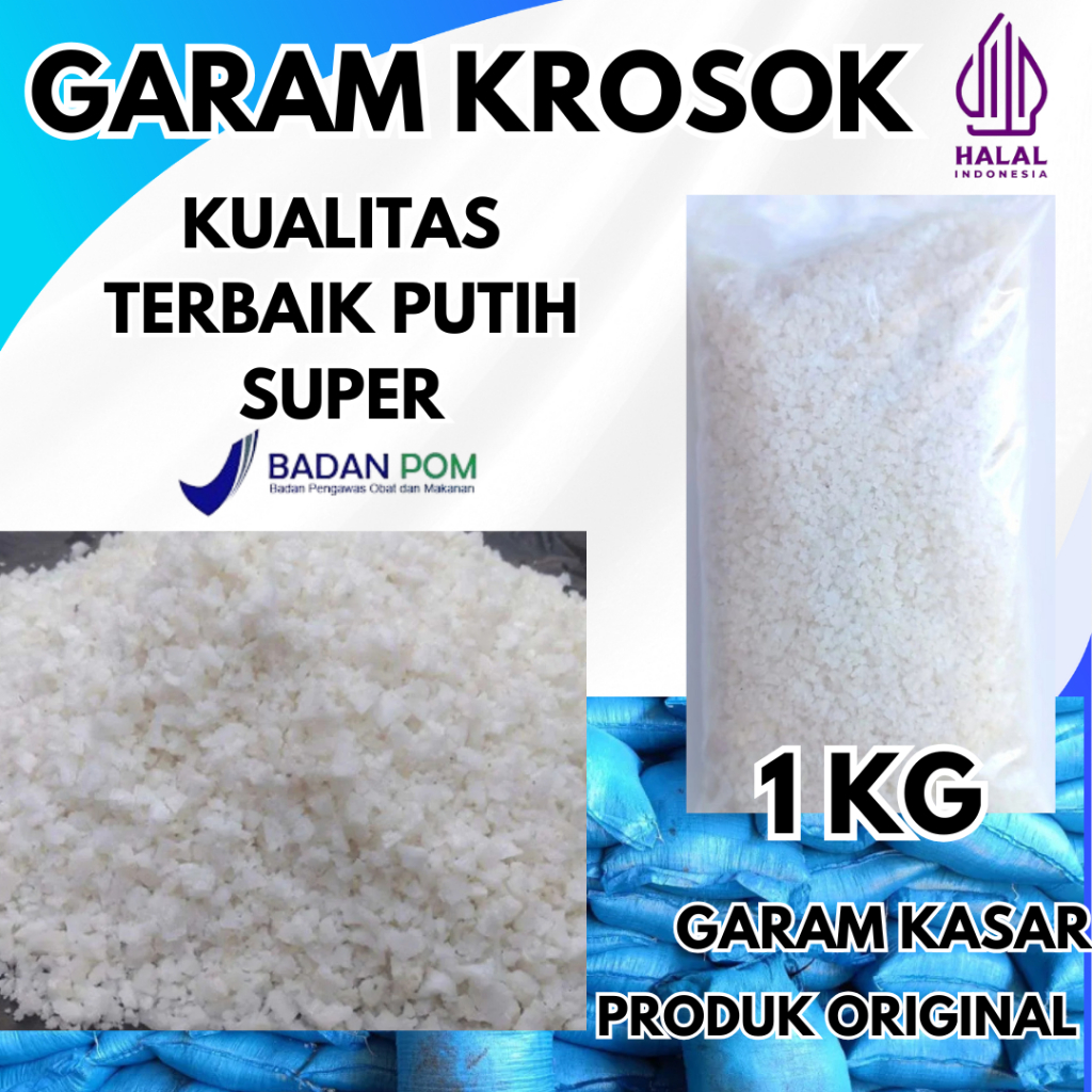 Jual GARAM KROSOK ASLI MURNI 1KG Grade A untuk Mandi Terapi, Industri