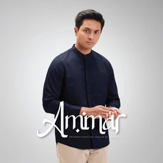 CUTOFF Ammar Collarless Shirt Kemeja Koko Cotton Formal Basic Polos Pria Lengan Panjang