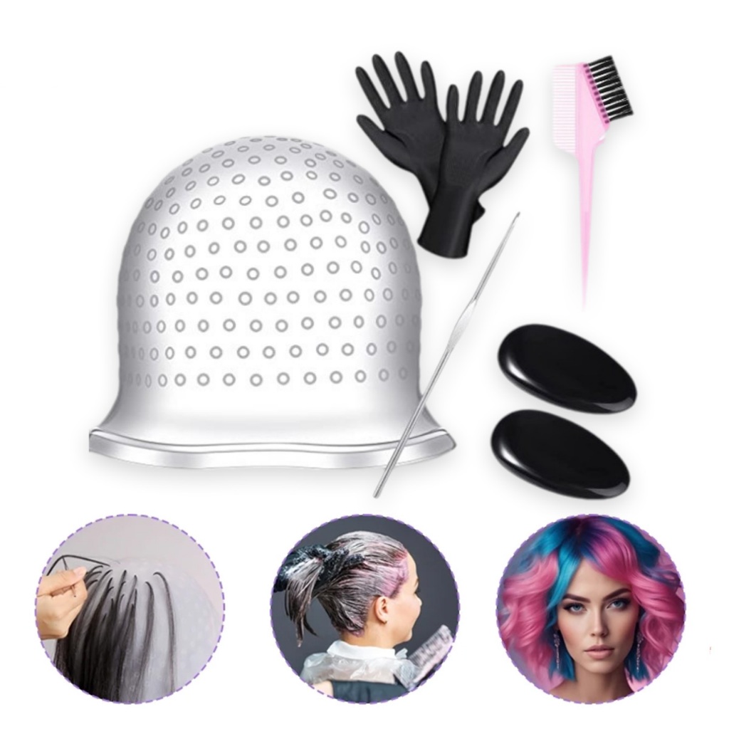 Jual Magicap Topi Highlight Semir Rambut Alat Pewarna Rambut / Set Alat ...