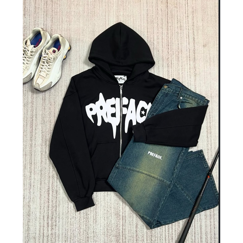 Jual PREFACE signature Basic Zip Hoodie black | Shopee Indonesia