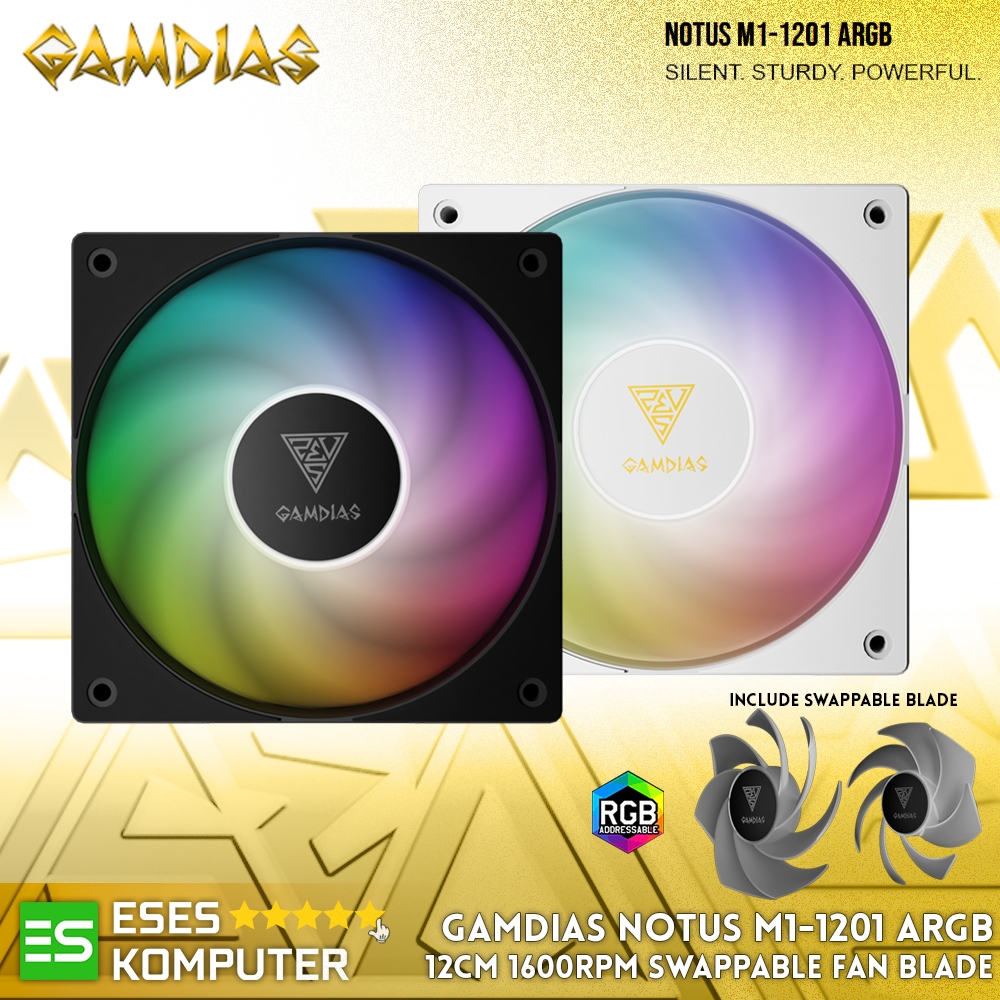 Jual Fan GAMDIAS NOTUS M1-1201 ARGB Swappable Fan Blade 12Cm 120mm Fan ...