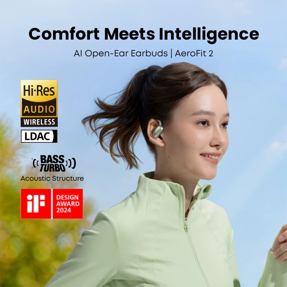 Soundcore by Anker AeroFit 2 OWS Open Ear Earbuds Hi-Res Wireless Audio LDAC AI Translation Clear Calls IP55 
