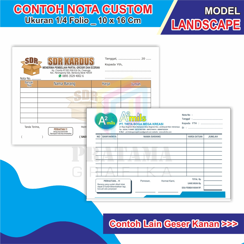 Jual Nota Custom 1/4 Folio 1ply Cetak Nota bengkel olshop nama toko ...