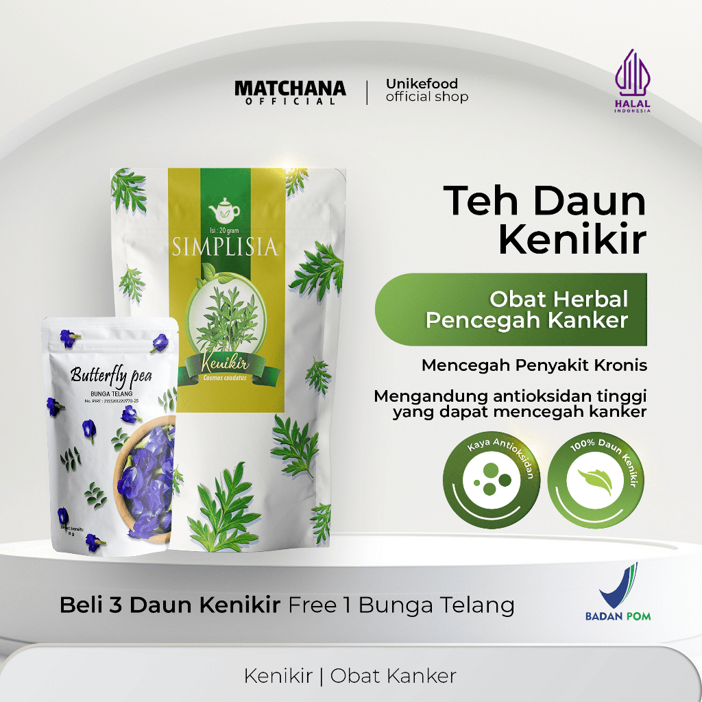 Daun Kenikir Kering Pencegah Kanker Organik Isi 20gram, Teh Herbal Obat Kanker BPOM