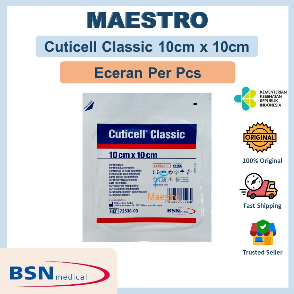 Jual Cuticell Classic 10cm x 10cm BSN Medical Tulle Dressing Steril Kasa  Jaring Pembalut Luka 10x10 10 cm x 10 cm Eceran Per Pcs | Shopee Indonesia